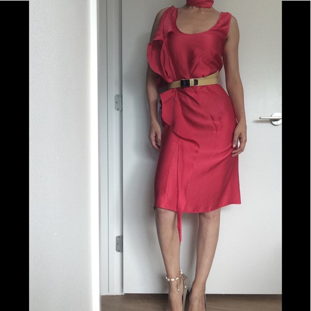 Designer Fuchsia silk dress